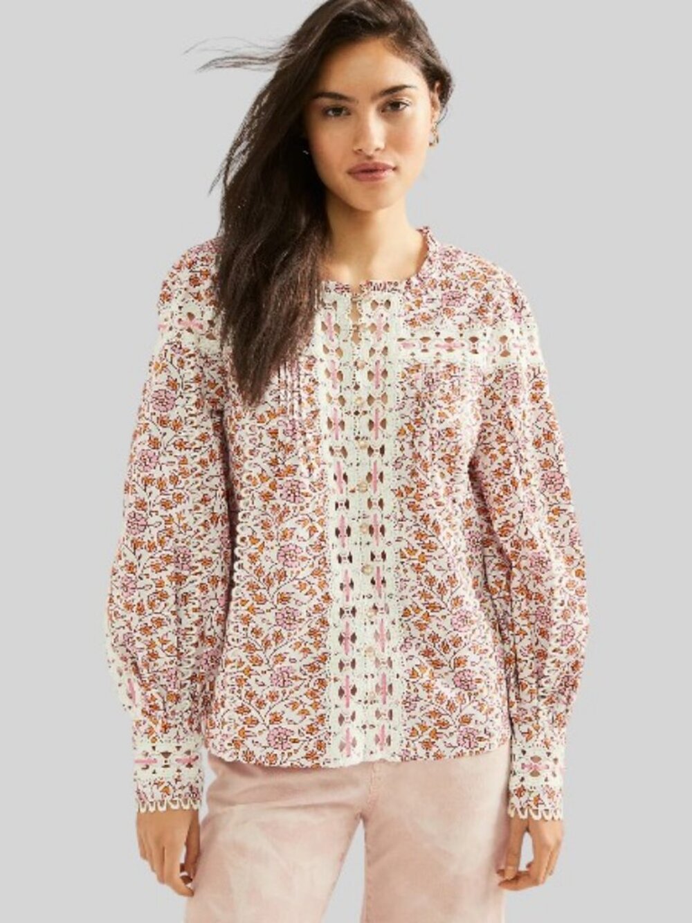 ANTHROPOLOGIE RAHI BRAYDEN LACE FLORAL BLOUSE NWOT SIZE S